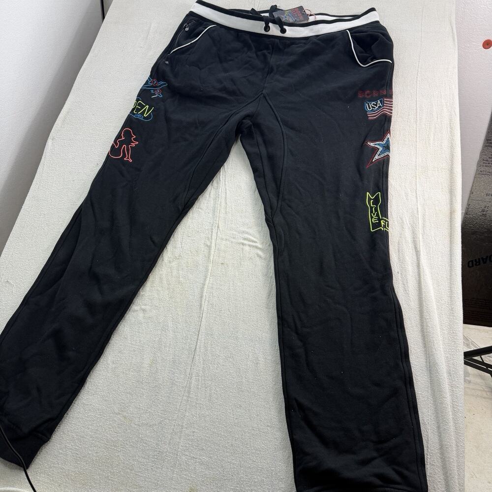 NWT Born Fly Club Sweatpants Gentlemens Club Size 2XL Streetwear Hip Hop Black